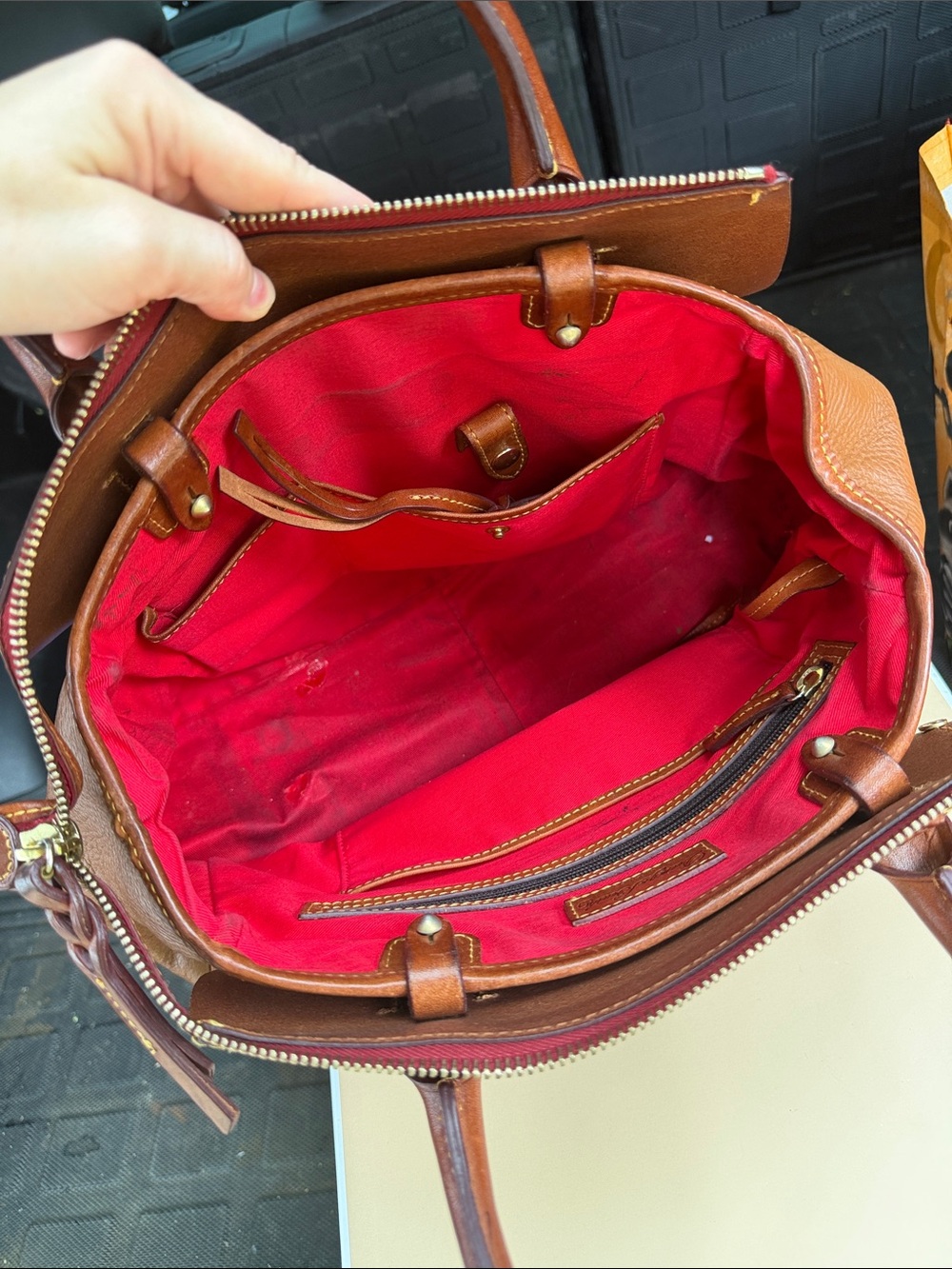 Dooney & Bourke Wilson Brown Leather Satchel - Picture 4 of 6